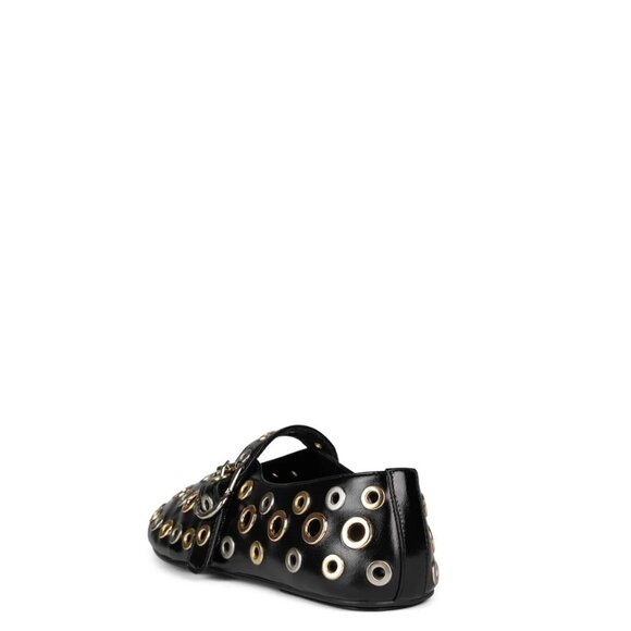 Jeffrey Campbell Flats Holed in Black Gold & Silver - Picture 3 of 6